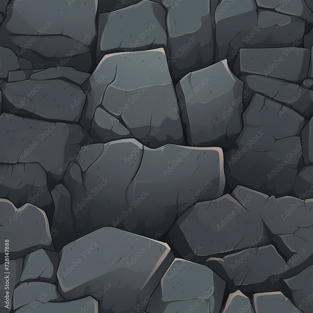 Fototapeta premium Patrón Textura de Pared o suelo de roca enlosable sin bordes estilo dibujo para videojuegos