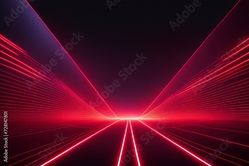 3d render Abstract Geometric figure in neon light 