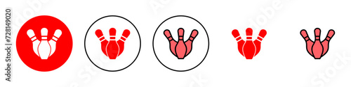 Bowling icon set illustration. bowling ball and pin sign and symbol.