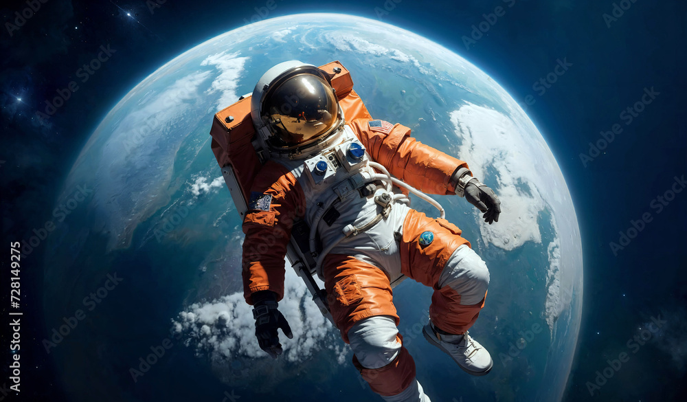 Fototapeta premium Spacewalker over Earth