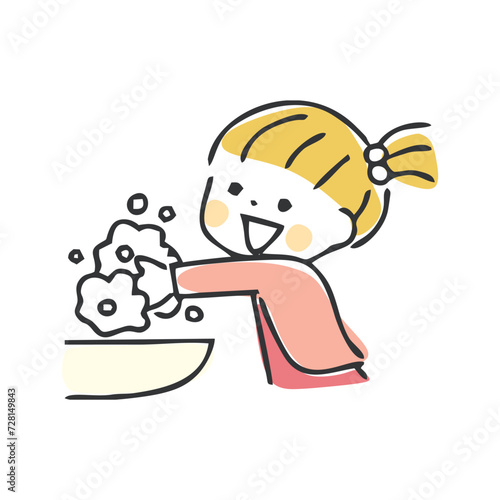 手を洗う子どものイラスト