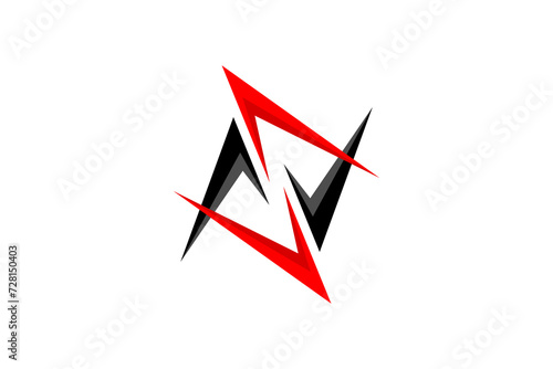 Modern triangle shaped logo design represents the initial letter A. Start up technology business icon symbol. Black and red color.