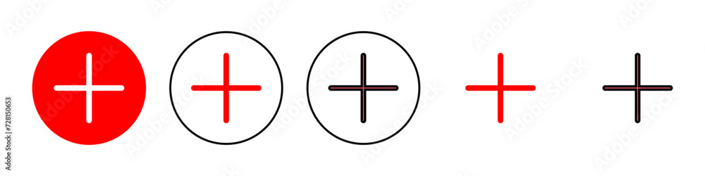 Obraz premium Plus Icon set illustration. Add plus sign and symbol