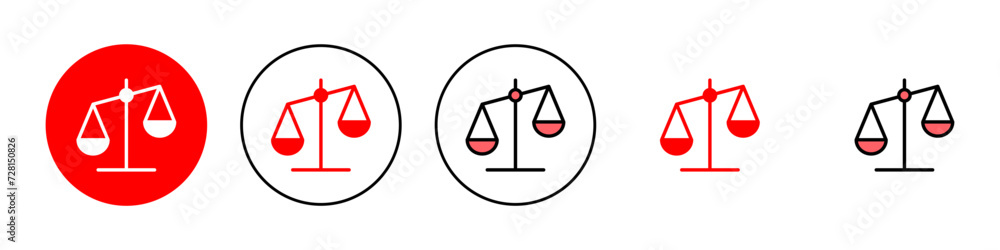 Scales icon set illustration. Law scale icon. Justice sign and symbol Scales icon set illustration. Law scale icon. Justice sign and symbol