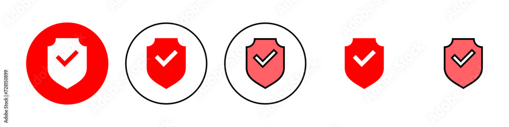 Shield check mark icon set illustration. Protection approve sign. Insurance icon Shield check mark icon set illustration. Protection approve sign. Insurance icon
