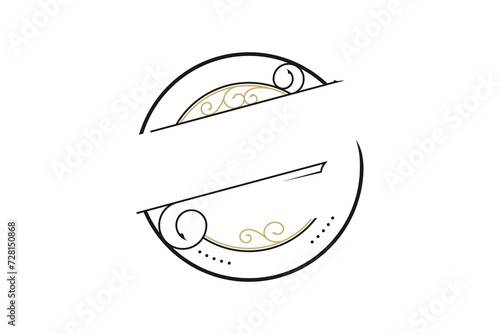 Vintage rounded border frame label logo design vector template. Simple classic style.