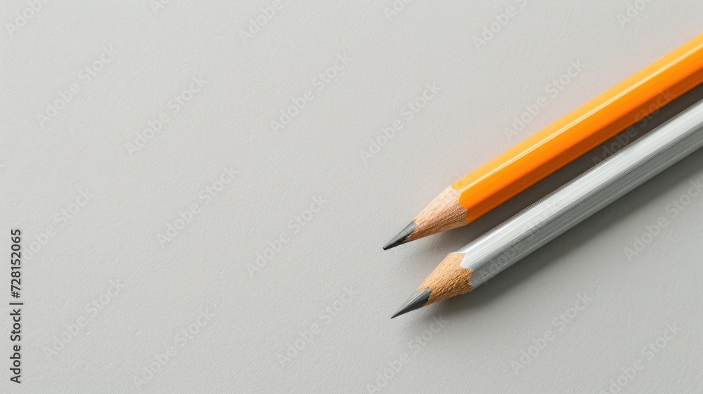 Two sharp pencils resting on a clean, smooth surface with copy space Two sharp pencils resting on a clean, smooth surface with copy space