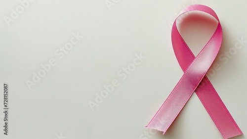 Pink ribbon forming an awareness symbol against a beige surface