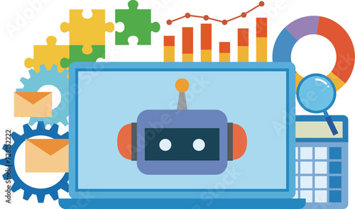 RPA・ソフトウェアロボット技術のイメージイラスト