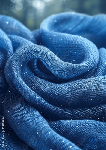 Glistening Blue Fabric Twirls
