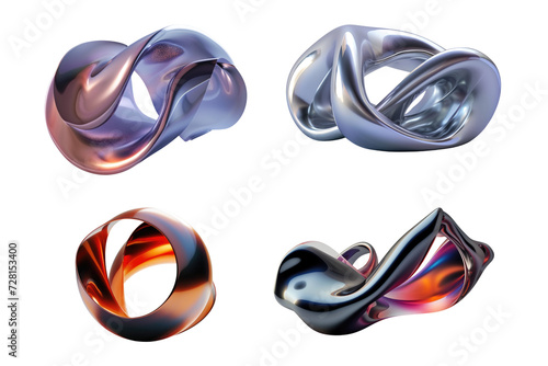 3d abstract gradient geometric shape isolated on transparent background, futuristic design.