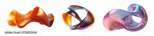 3d abstract gradient geometric shape isolated on transparent background, futuristic design.