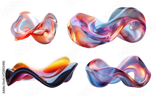 3d abstract gradient geometric shape isolated on transparent background, futuristic design.