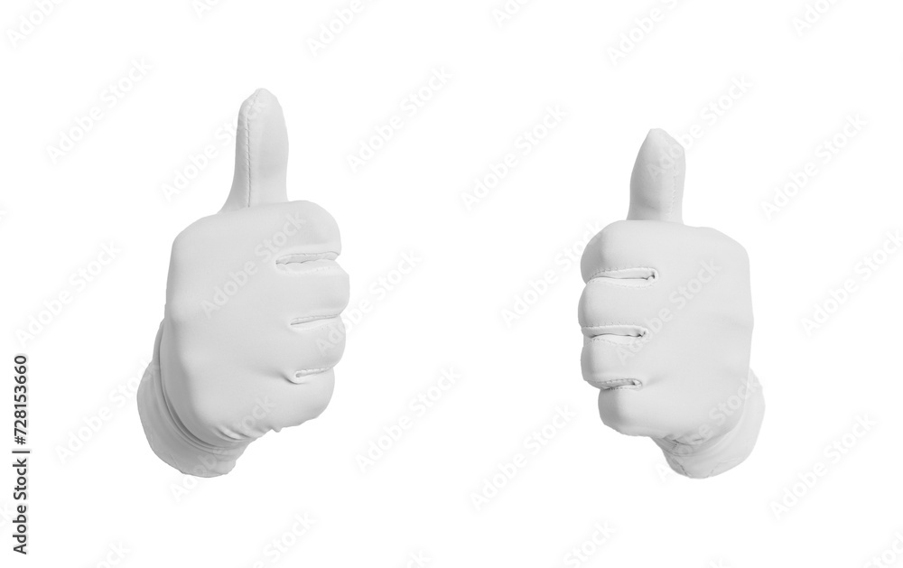 Magician showing thumbs up on white background, closeup Magician showing thumbs up on white background, closeup