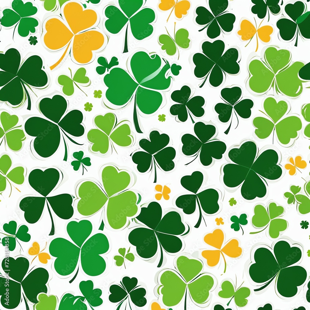 Obraz premium Generative AI. Seamless Pattern St Patrick Day Design With Green and White Color 