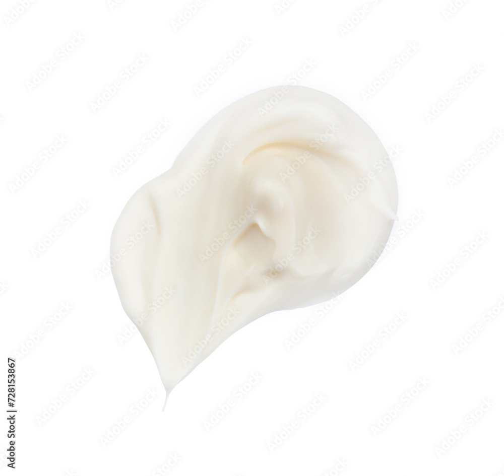 Tasty fresh mayonnaise sauce isolated on white, top view Tasty fresh mayonnaise sauce isolated on white, top view