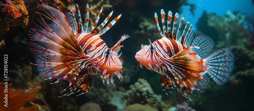 Image: The Majestic & Toxic Pterois volitans (Lionfish) in an Alluring Commotion photo