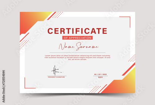 orange and yellow geometric effect achievement certificate template