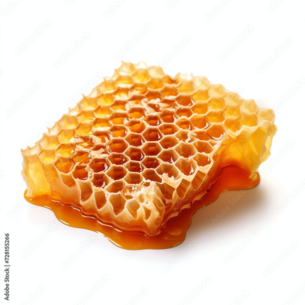 a honeycomb with honey, studio light , isolated on white background