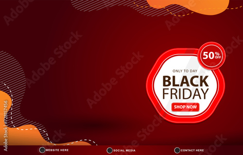 black friday sale discount template banner with copy space for product sale with abstract gradient red and orange background design