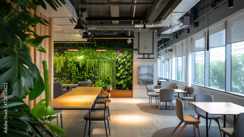 Rest area at the modern office with green plants