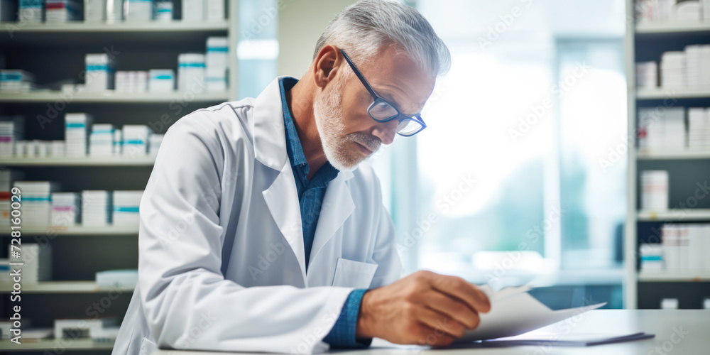 Confident Male Doctor Working with Digital Technology in Clinical Office