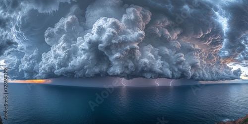 Spectacular Lightning Storm Over Sea at Night