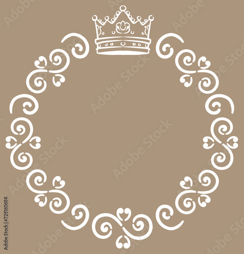 王冠を使ったアンティークな装飾フレーム。ベクター素材