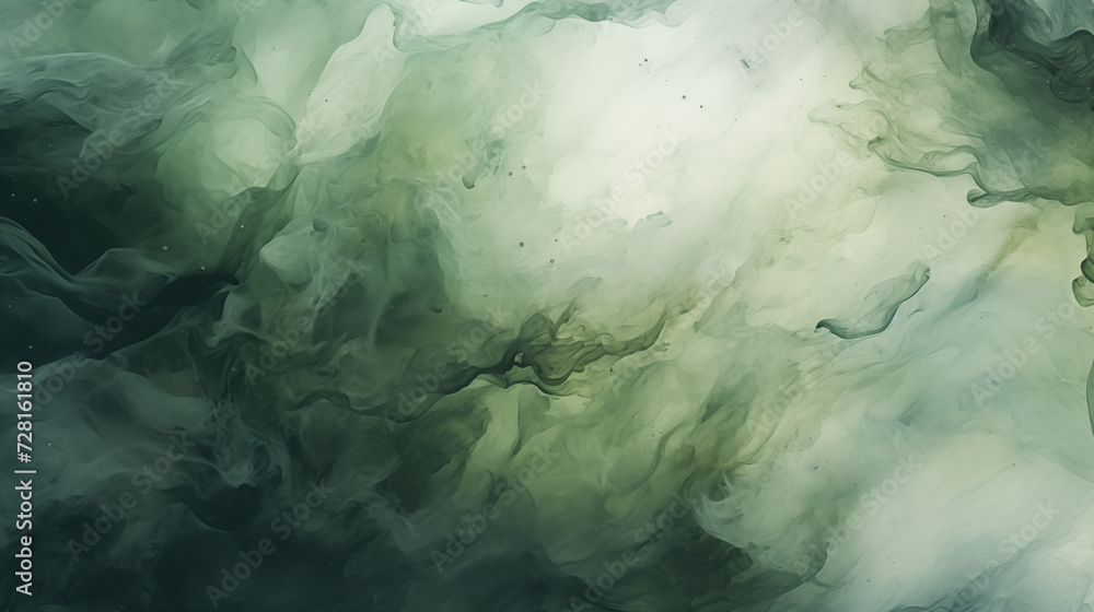 Green ink in water, abstract Green ink in water, abstract