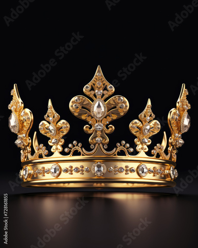 Royal Coronation Gold Stately Crown with Sparkling Accents