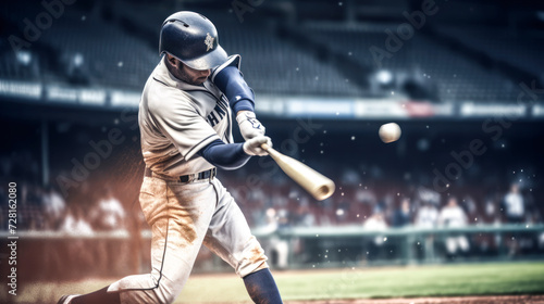 Closeup of a batter hitting a ball in a baseball game photo