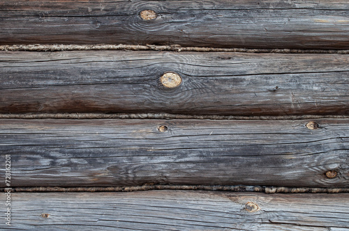 Old wooden log wall background