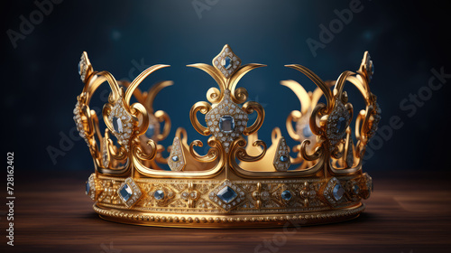 Sovereign's Halo Regal Crown Adorned with Blue Gemstones
