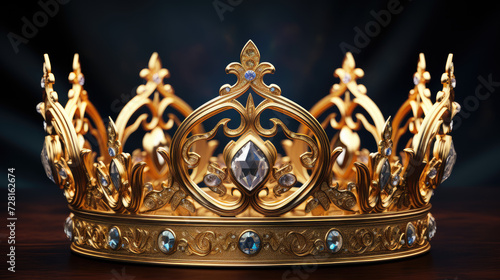 Monarch's Pride Golden Crown with Lustrous Sapphire Embellishments