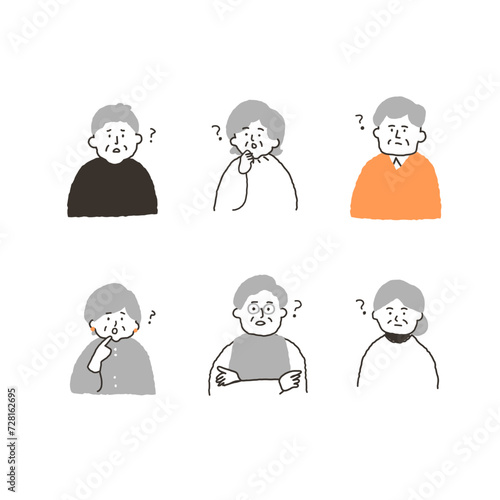 疑問に思う高齢者たち　上半身