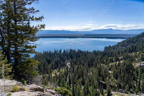 Lake Jenny in the Grand Teton National Park Seen from A Cliff Overlooking the Lake