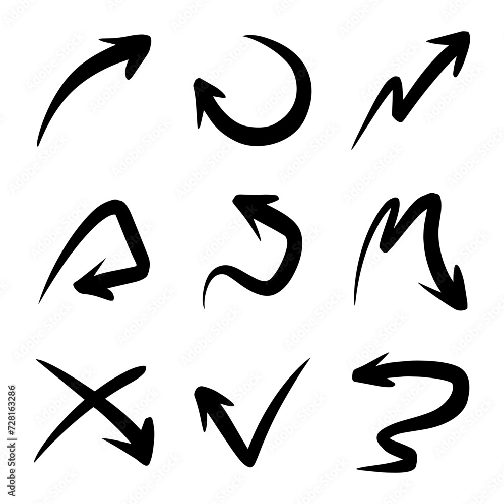 hand drawn arrow set. Doodle illustration. hand drawn arrow set. Doodle illustration.