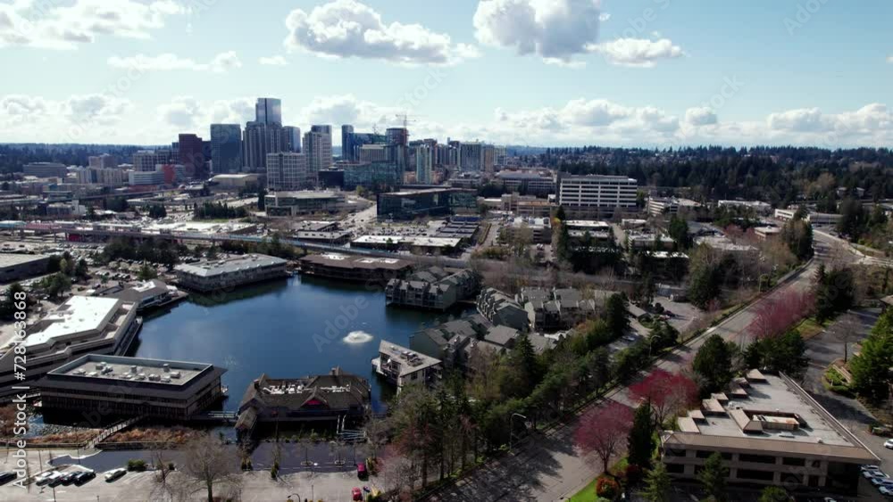 Bellevue Sunny Day Drone Shot in Washington State Bellevue Sunny Day Drone Shot in Washington State