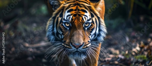 Awe-inspiring View: Majestic Tiger Above, Gazing Down Intensely
