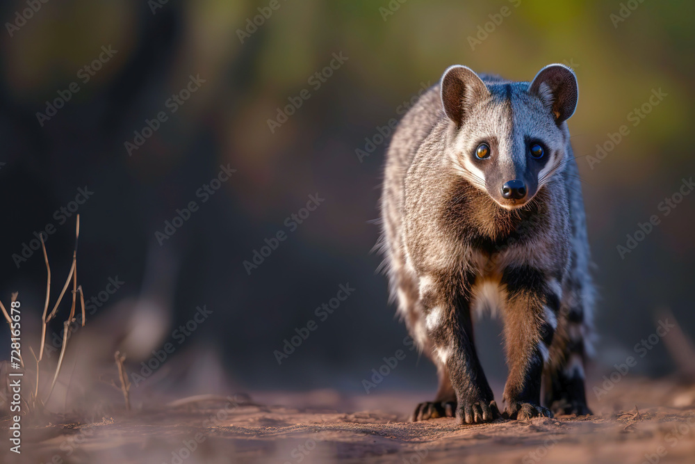 Fototapeta premium African Civet full wide, shot full body, Wildlife photo.