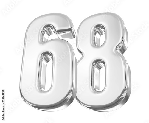 3D Silver Number 68