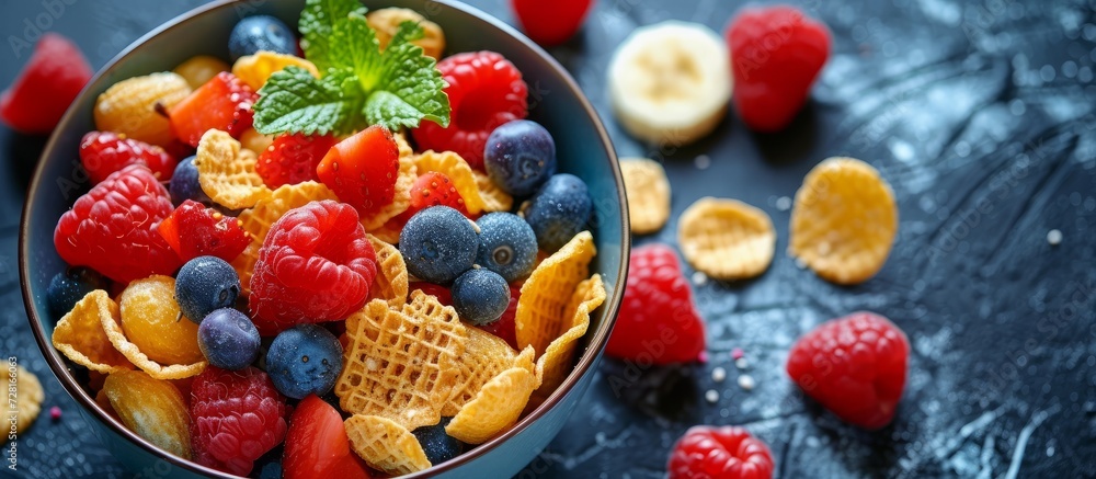 Delicious Cereal and Fruit Combo with a Burst of Flavors: Cereal, Fruit, and Flavors Galore Delicious Cereal and Fruit Combo with a Burst of Flavors: Cereal, Fruit, and Flavors Galore
