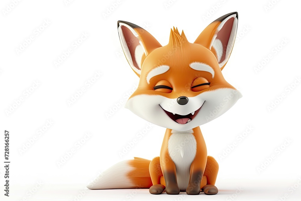 Cartoon character cute fox smile 3d illustration isolated Cartoon character cute fox smile 3d illustration isolated
