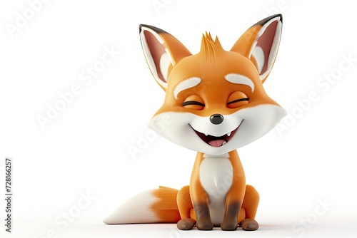 Cartoon character cute fox smile 3d illustration isolated