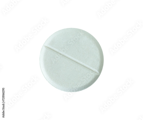 White round pills isolated on white
