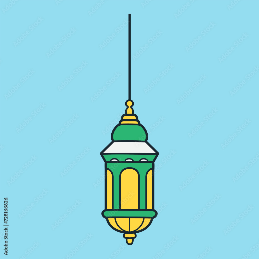 Green and Yellow Light Lantern for Illustration vector icon related Islamic Eid Day. Green and Yellow Light Lantern for Illustration vector icon related Islamic Eid Day.