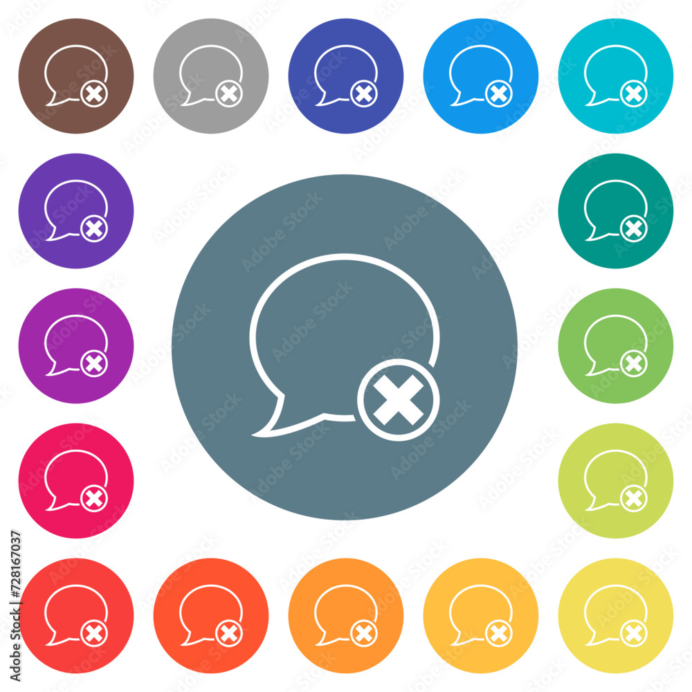 Cancel message outline flat white icons on round color backgrounds Cancel message outline flat white icons on round color backgrounds