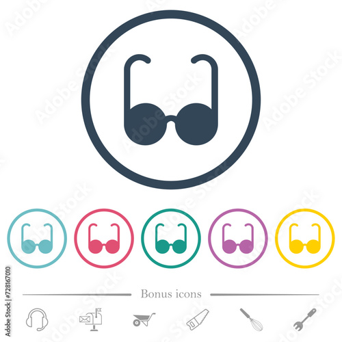 Vintage glasses solid flat color icons in round outlines
