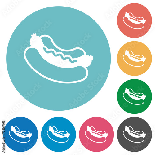 Hot dog flat round icons
