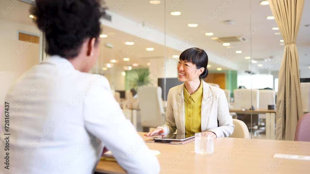 Two businesswomen starting a business meeting
